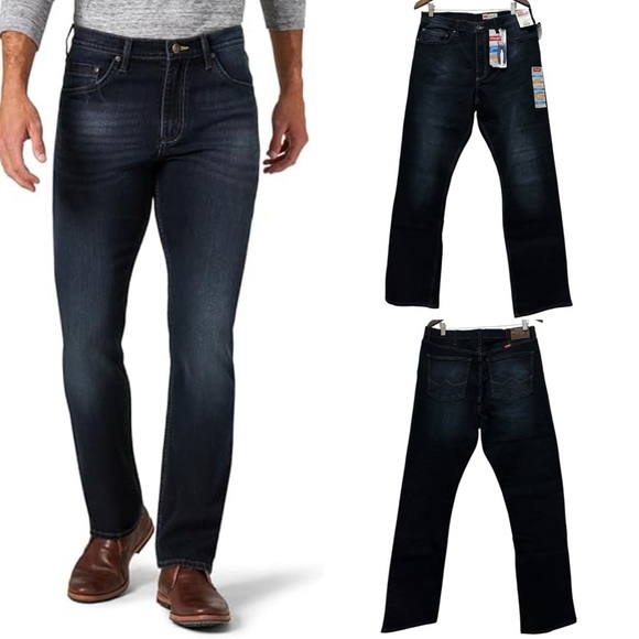 093 Wrangler | NWT Men’s Premium Quality Jeans Straight Fit Deep Blue (sz 34x32) - Picture 1 of 15